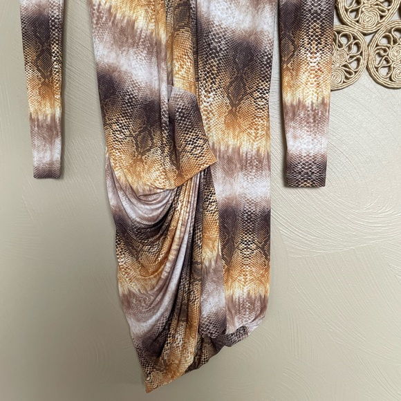 Torn by Ronny Kobo Snakeskin Print Body Con Ruched Mini Dress, Size Small - Picture 6 of 12